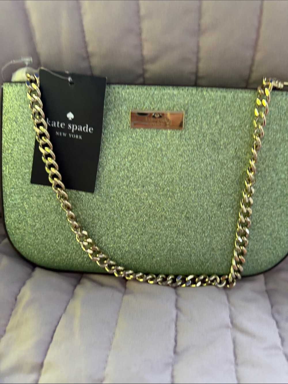 kate spade lilly pouchette glitter seawater green NWT - Picture 2 of 7